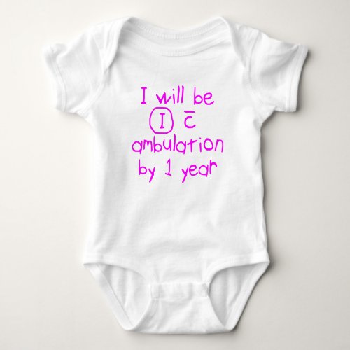 independent with ambulation pink handwriting PT Baby Bodysuit