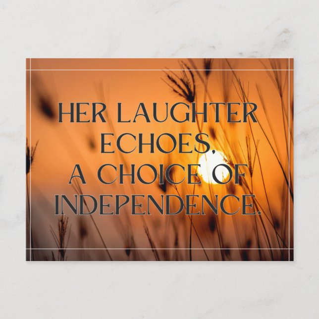 Independent Woman's Day Design: Her Laughter Echoe Postcard (Front)