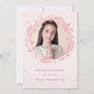 Inderdo de Mi Primera Comunión Corona de Flowers Holiday Card