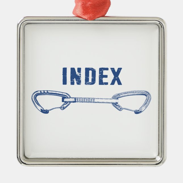 Index Climbing Quickdraw Metal Ornament (Front)