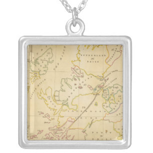 Index map silver plated necklace