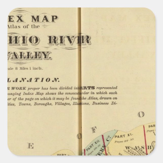 Index map to Atlas of the Upper Ohio River Square Sticker (Front)
