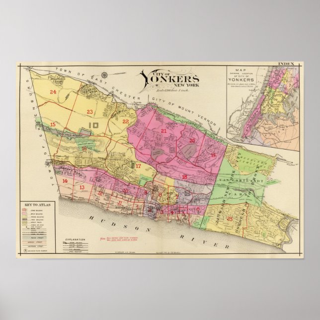 Index map Yonkers atlas Poster (Front)
