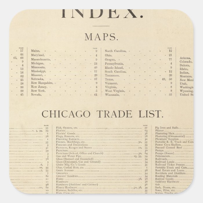 Index New commercial atlas Square Sticker