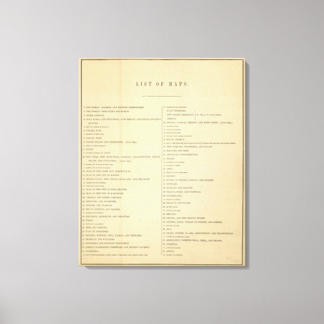 Index New general atlas 2 Canvas Print (Front)