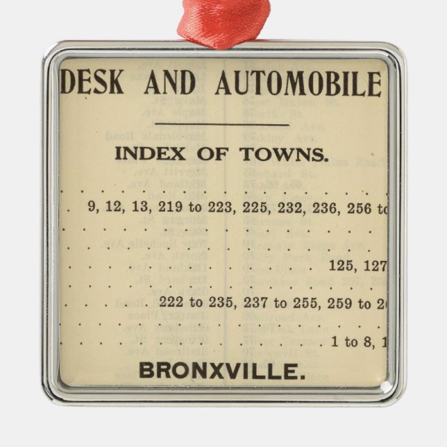 Index Towns, Bronxville Metal Ornament (Front)