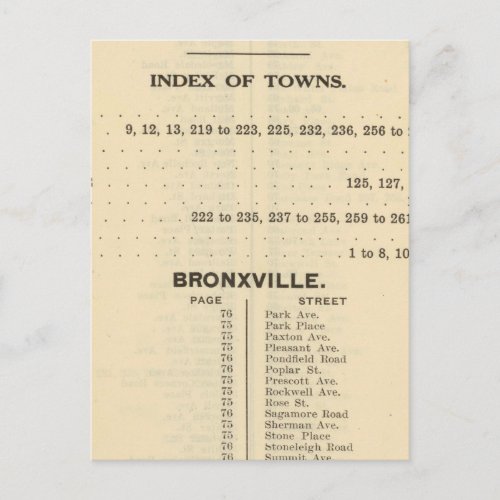 Index Towns Bronxville Postcard