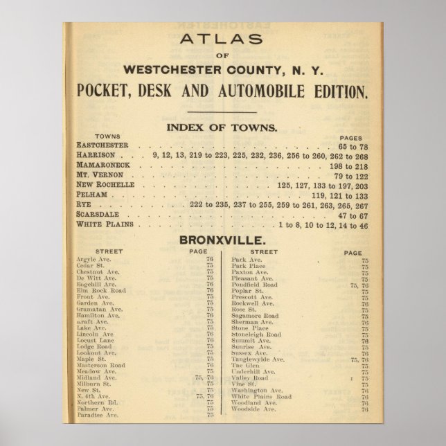 Index Towns, Bronxville Poster (Front)