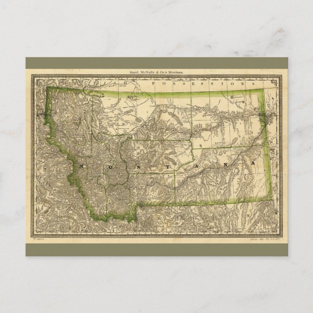 Indexed County Map of Montana (1881) Postcard (Front)