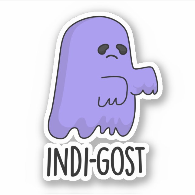 Indi-gost Funny Halloween Indigo Ghost Pun  Sticker (Front)