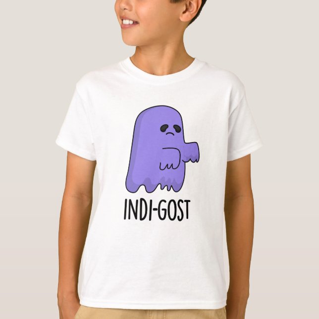 Indi-gost Funny Halloween Indigo Ghost Pun  T-Shirt (Front)