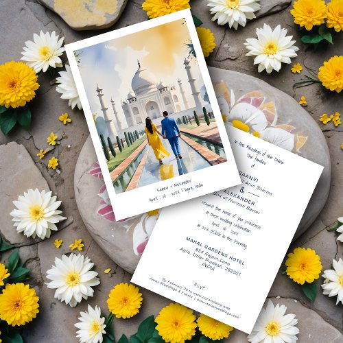 India Agra Taj Mahal Romantic Cityscape Wedding  Invitation