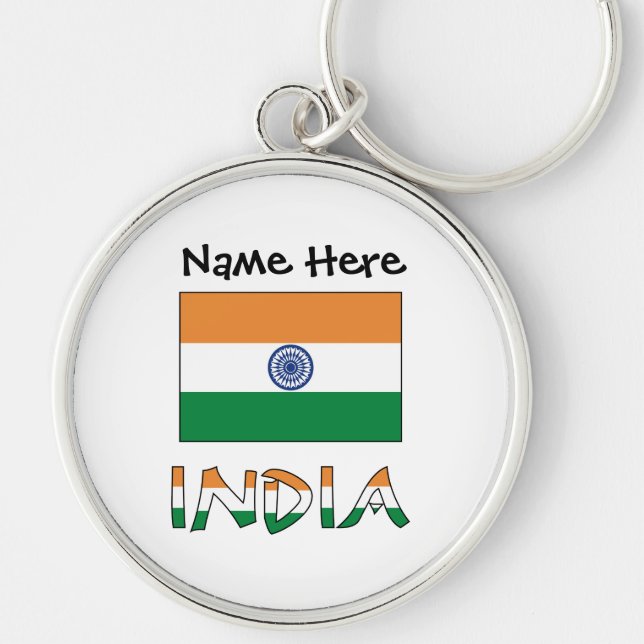 India and Indian Flag Personalized  Keychain (Front)