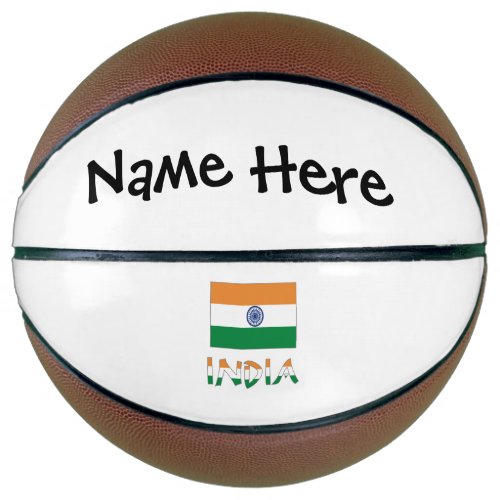 India and Indian Flag with Your Name Basketball