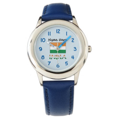 India and Indian Flag with Your Name Watch