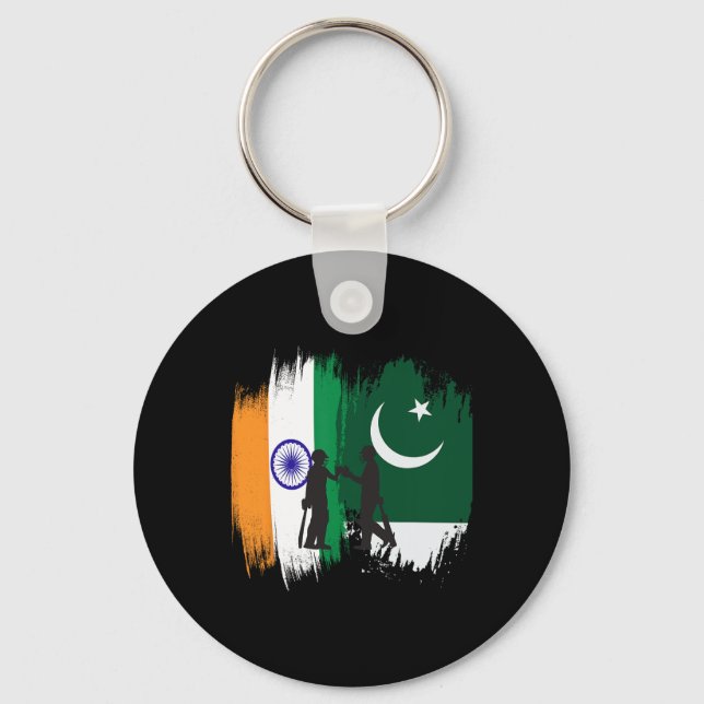 India And Pakistan Cricket Patriotic Gift For Fina Keychain (Front)