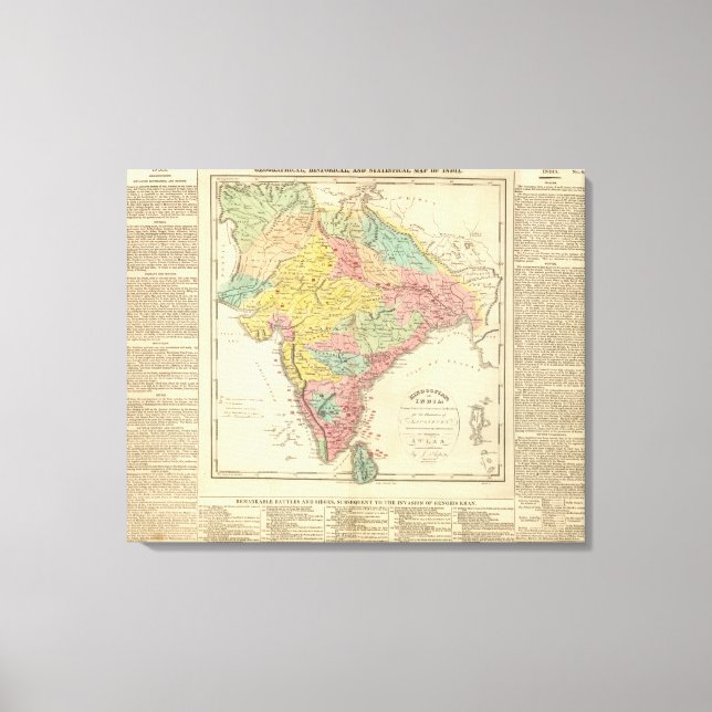 India Battles and Seiges Chonology Map Canvas Print (Front)