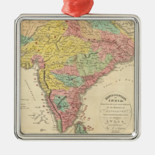 India Battles and Seiges Chonology Map Metal Ornament
