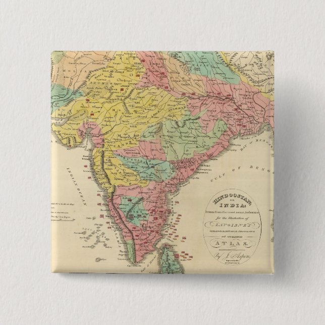 India Battles and Seiges Chonology Map Pinback Button (Front)