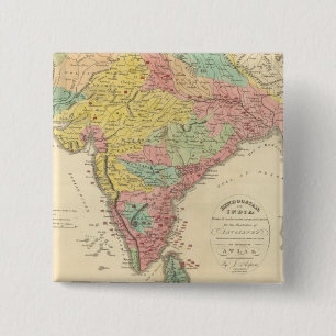 India Battles and Seiges Chonology Map Pinback Button