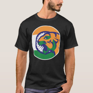 India Bengal Tiger Indian National Animal Flag T-Shirt