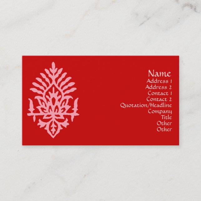 India Block Print Business Card (Front)