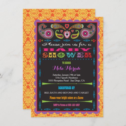 India Bollywood Inspired Baby Shower Invitation