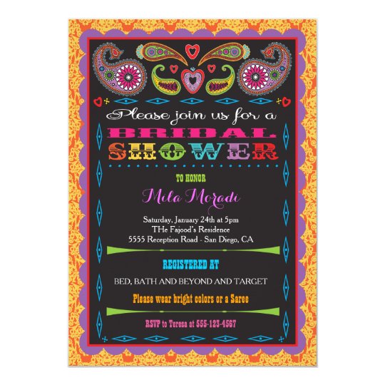India Bollywood Inspired Bridal Or Dholki Shower Invitation Zazzle Com