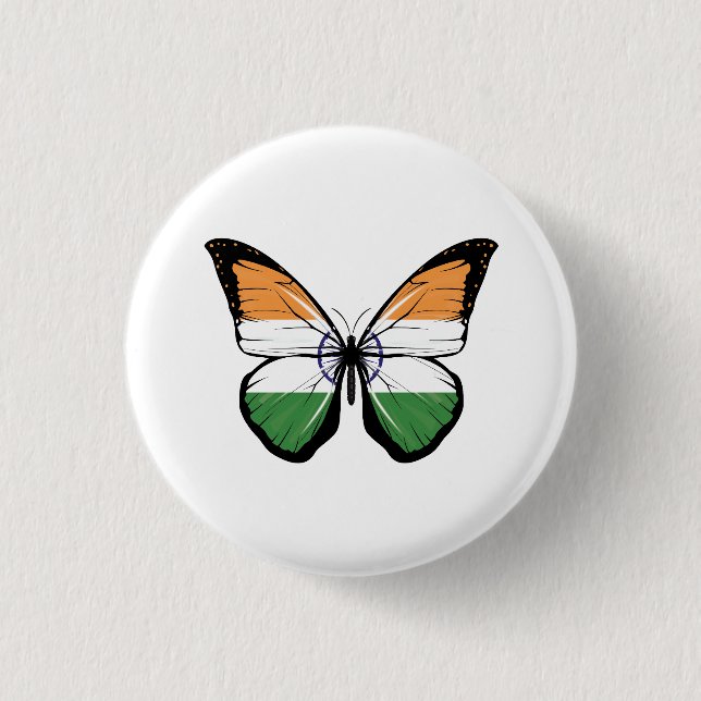 India Butterfly Flag Button (Front)