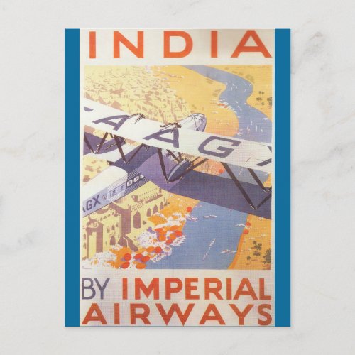 India by Imperial Airways Postcard