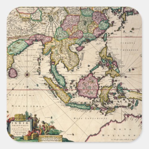 India  Ceylon to Australia Square Sticker