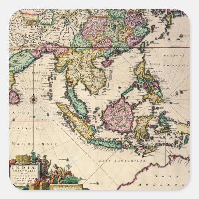 India & Ceylon to Australia Square Sticker (Front)