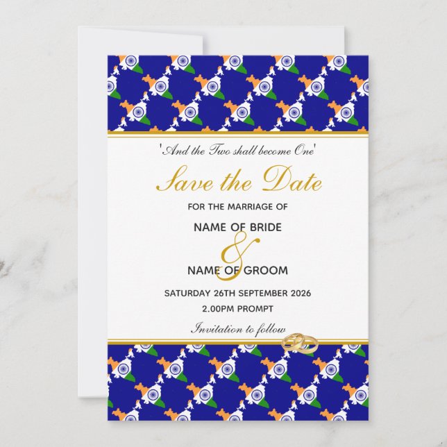 INDIA Christian Wedding Special Celebration BLUE Save The Date (Front)