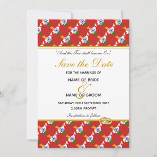 INDIA Christian Wedding Special Celebration RED Save The Date