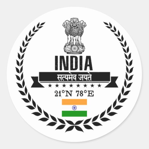 India Classic Round Sticker