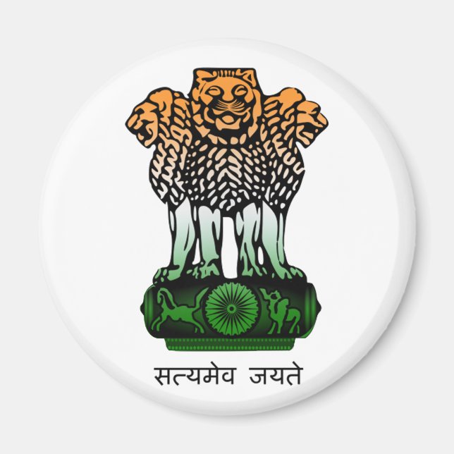 India Coat of Arms Flag Magnet (Front)