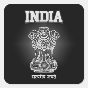 India Coat of Arms Square Sticker