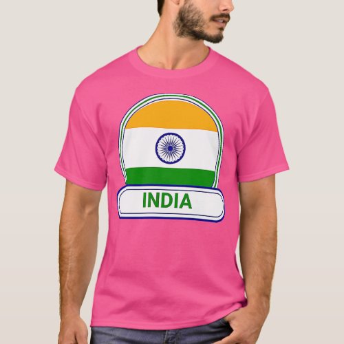 India Country Badge India Flag T_Shirt