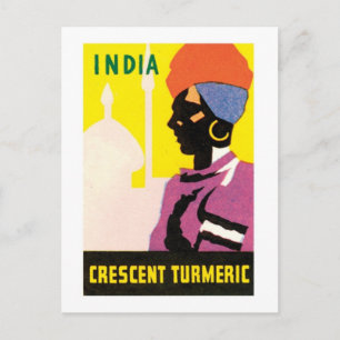 India Crescent Turmeric Vintage Label Postcard