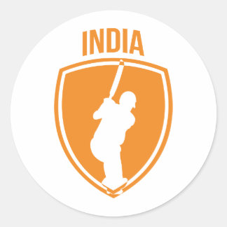 India Cricket Crest Classic Round Sticker
