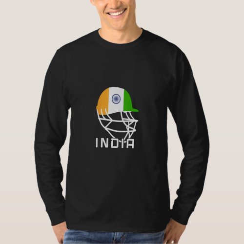 India Cricket Fan Helmet India Cricket Players  T_Shirt