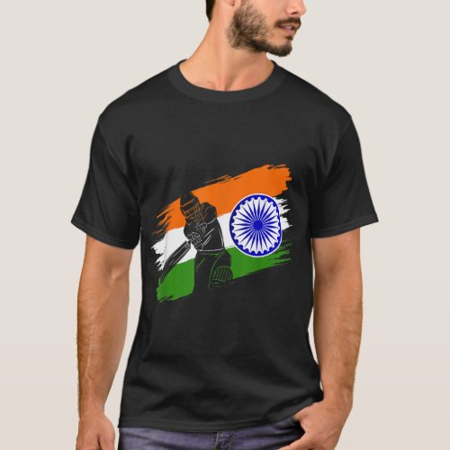 India Cricket Flag Fan Player Coach Umpire Fan Jer T_Shirt