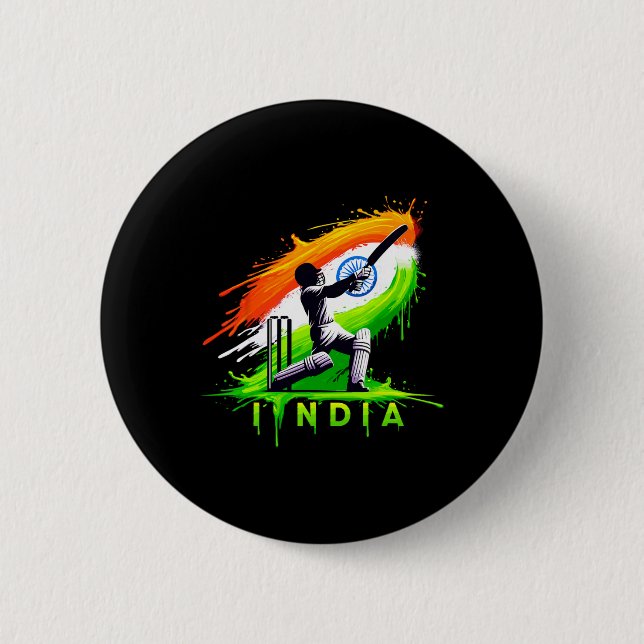 India Cricket Indian Cricket Fan  Button (Front)