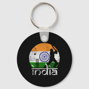 India Cricket Indian Flag Cricketer Men Women Kids Keychain