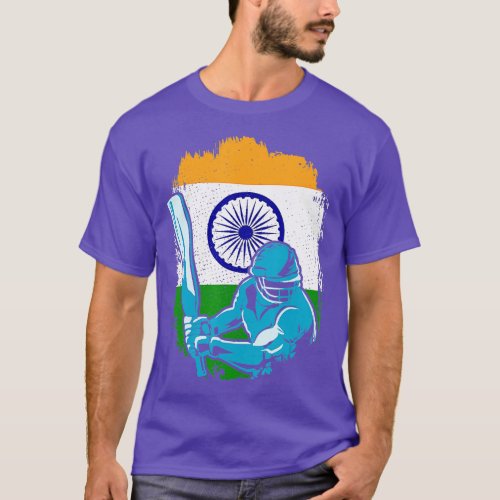 India Cricket Player Indian Flag Cricket Fan  T_Shirt