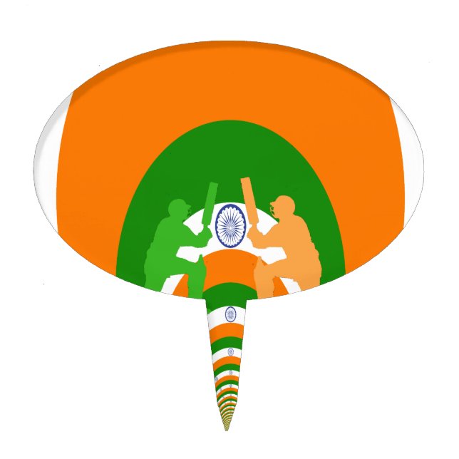 India Cricket Spirit: Abstract Design Cake Topper (Front)