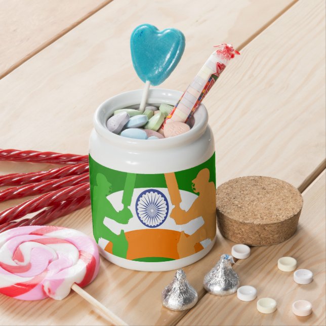 India Cricket Spirit: Abstract Design Candy Jar (In Situ)