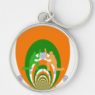 India Cricket Spirit Abstract Design Keychain