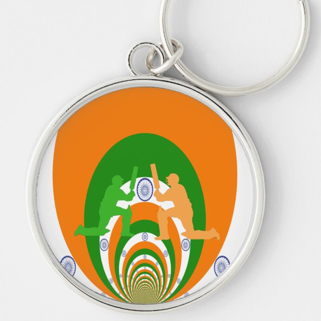 India Cricket Spirit Abstract Design Keychain (Front)