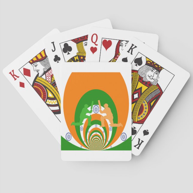 India Cricket Spirit Abstract Design Poker Cards (Back)